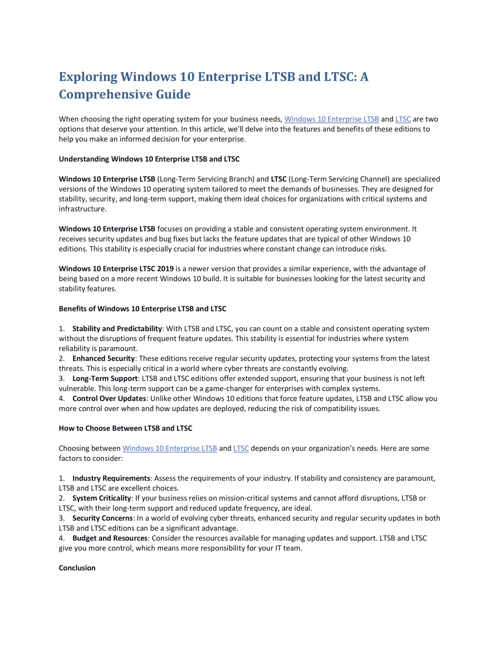 PPT - Exploring Windows 10 Enterprise LTSB and LTSC: A Comprehensive 