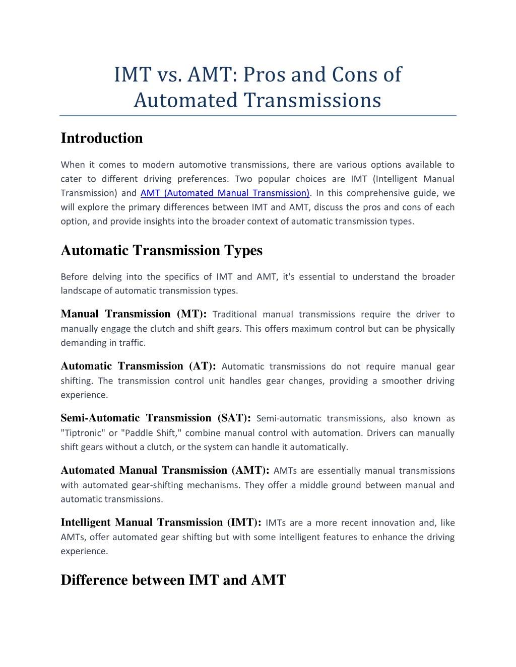 PPT - IMT Vs. AMT: Pros And Cons Of Automated Transmissions PowerPoint ...