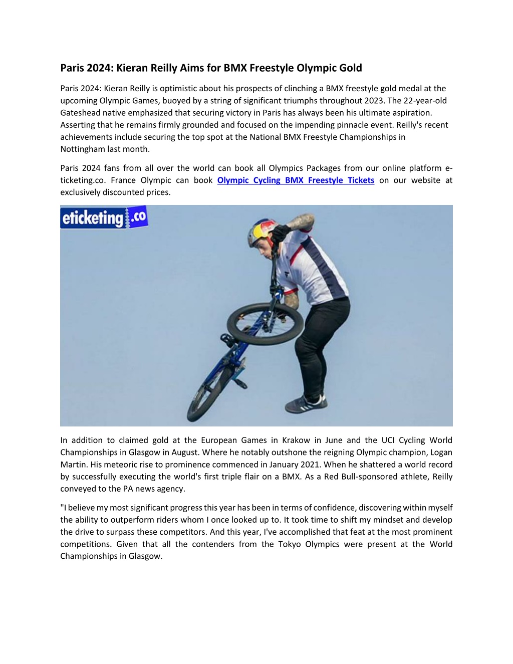 PPT Paris 2024 Kieran Reilly Aims for BMX Freestyle Olympic Gold