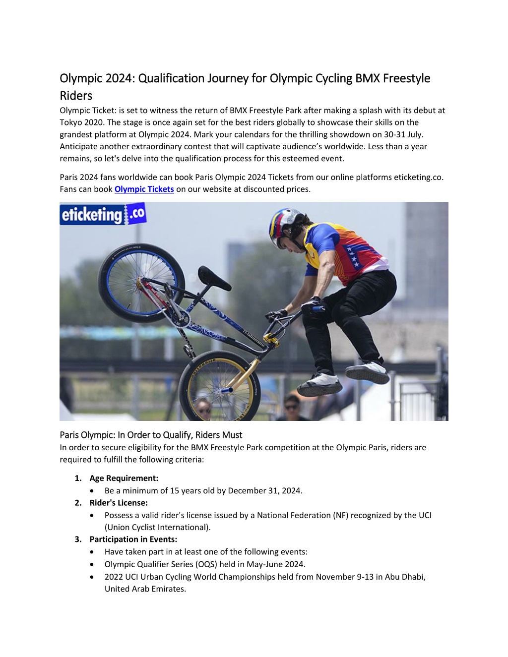 PPT Olympic 2024 Qualification Journey for Olympic Cycling BMX