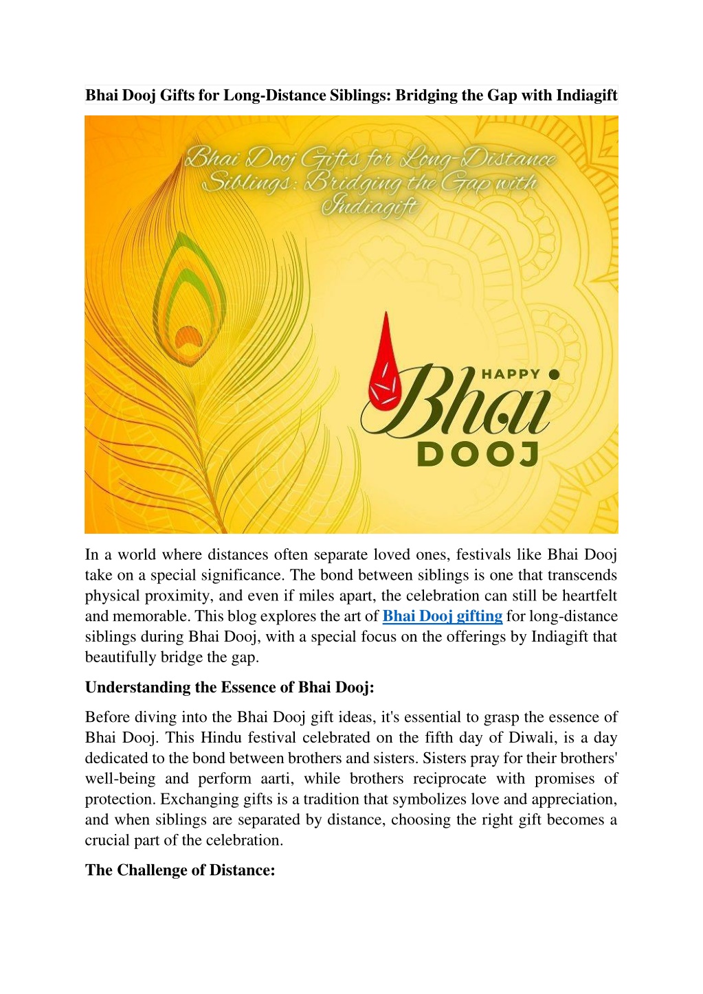 PPT - Bhai Dooj Gifts for Long-Distance Siblings- Bridging the Gap with  Indiagift PowerPoint Presentation - ID:12640624