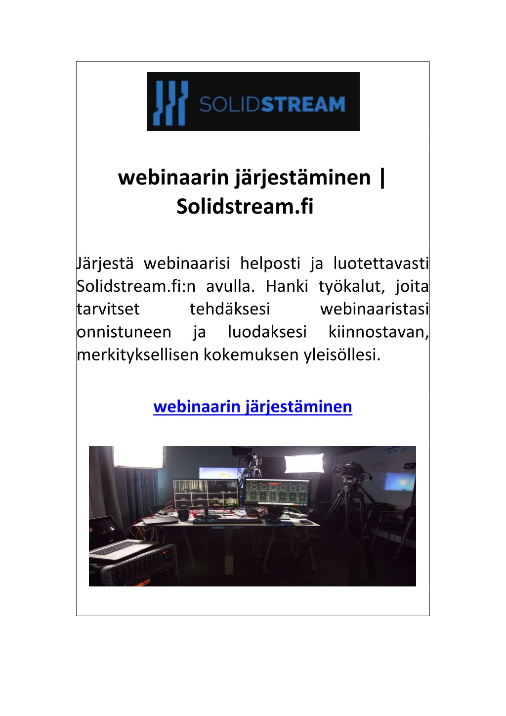 PPT - Webinaarin Järjestäminen Solidstream.fi PowerPoint Presentation ...