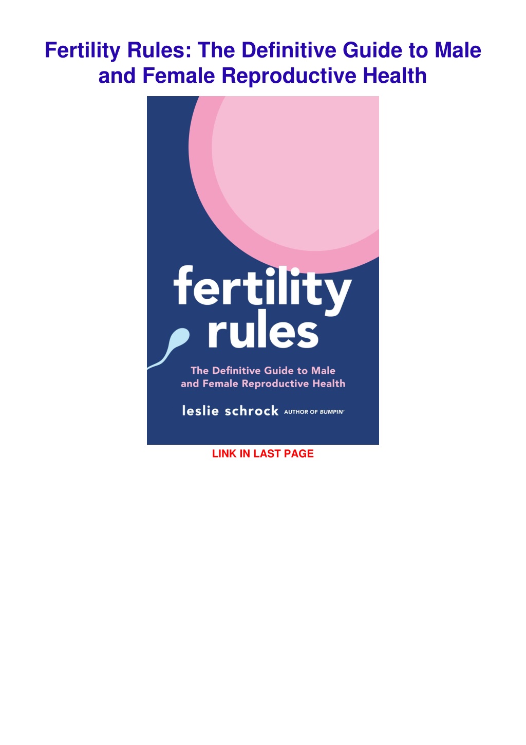 Ppt Pdf Fertility Rules The Definitive Guide To Male And Female Reproductive Health 