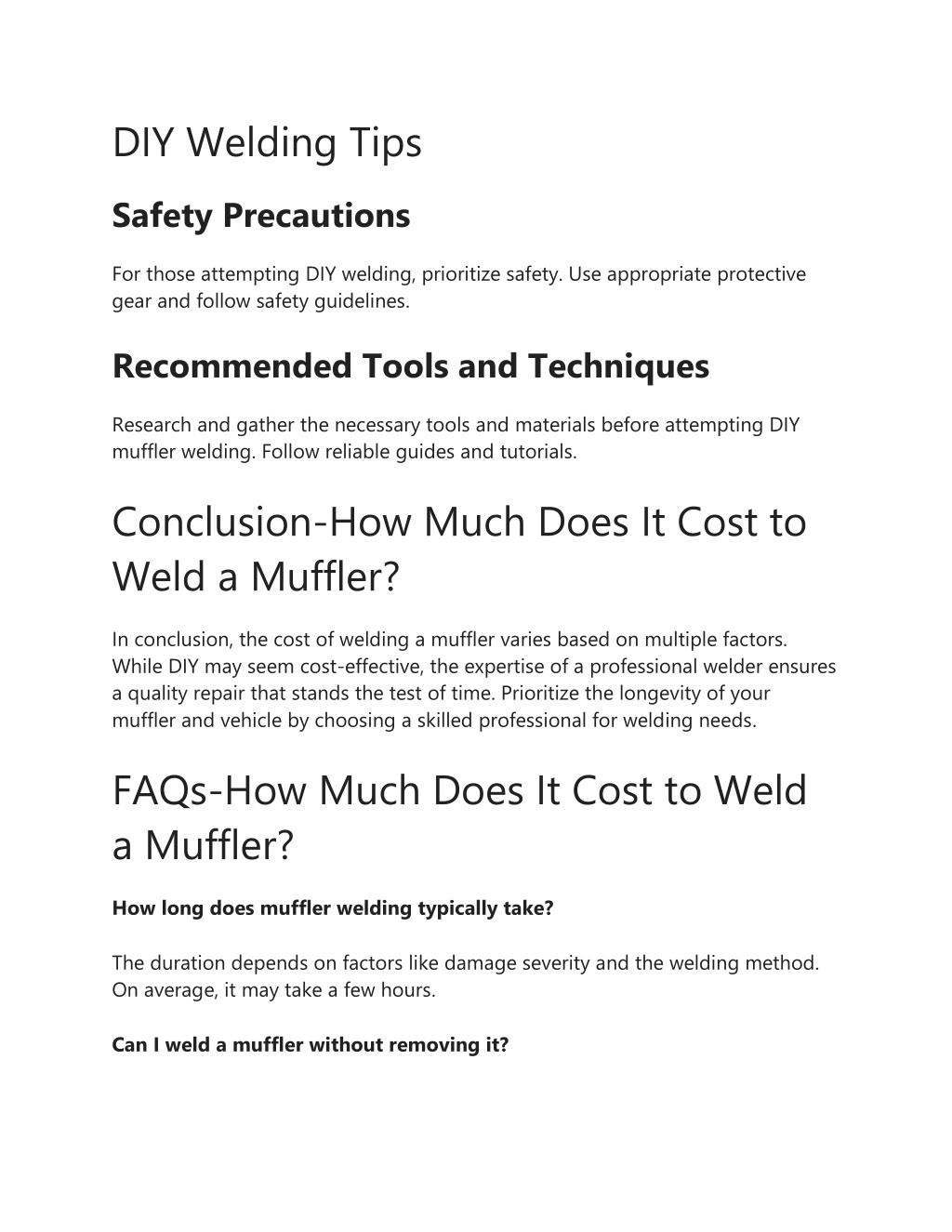 PPT How Much Does It Cost to Weld a Muffler PowerPoint Presentation