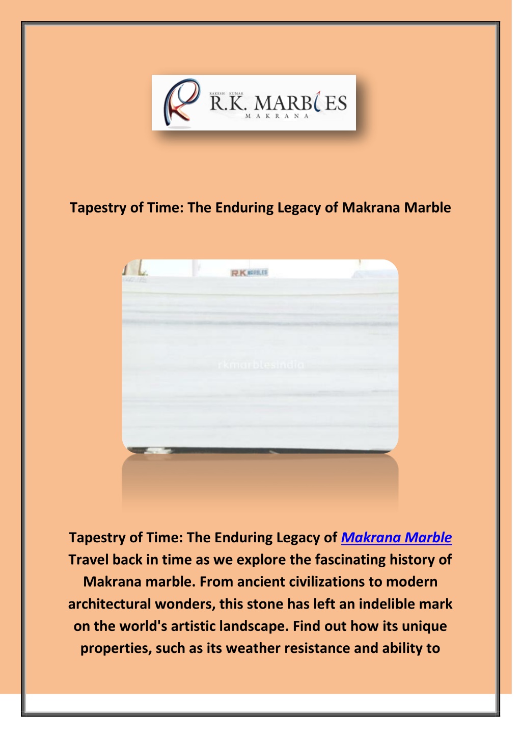 PPT - Tapestry of Time: The Enduring Legacy of Makrana Marble PowerPoint Presentation - ID:12652649