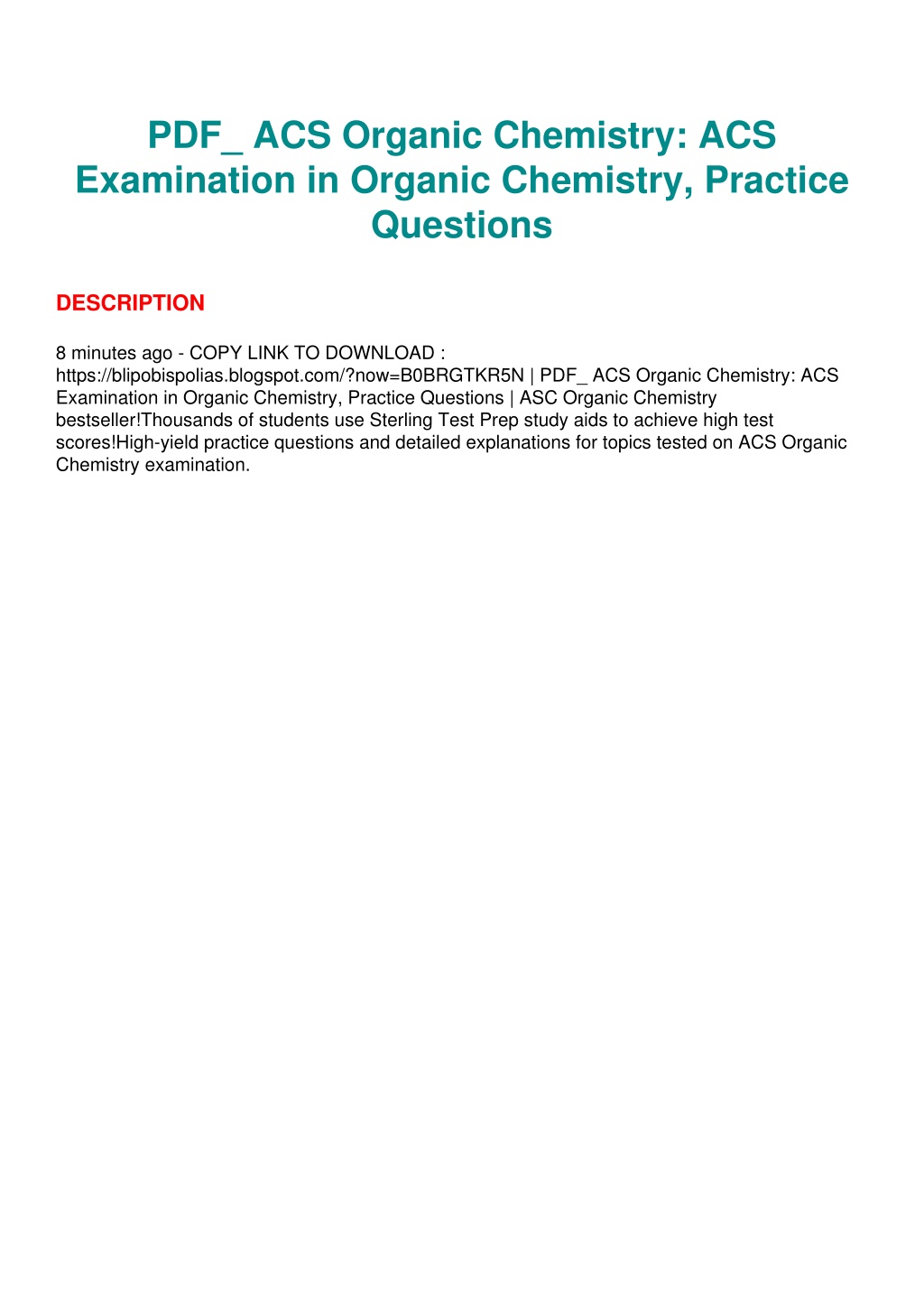 PPT PDF_ ACS Organic Chemistry ACS Examination in Organic Chemistry