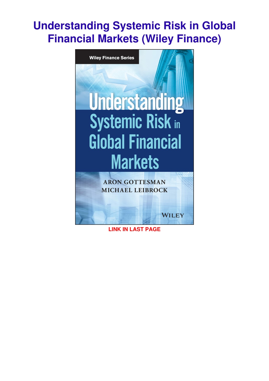 PPT PDF READ DOWNLOAD Understanding Systemic Risk In Global 