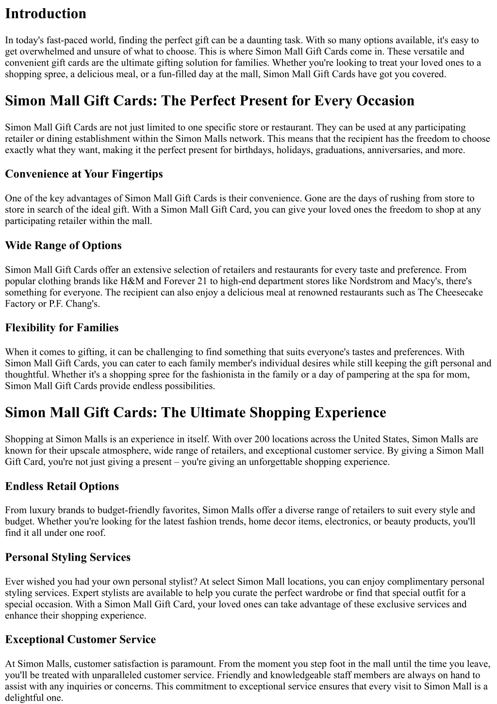 Simon Giftcards® - Give The Gift Of Shopping