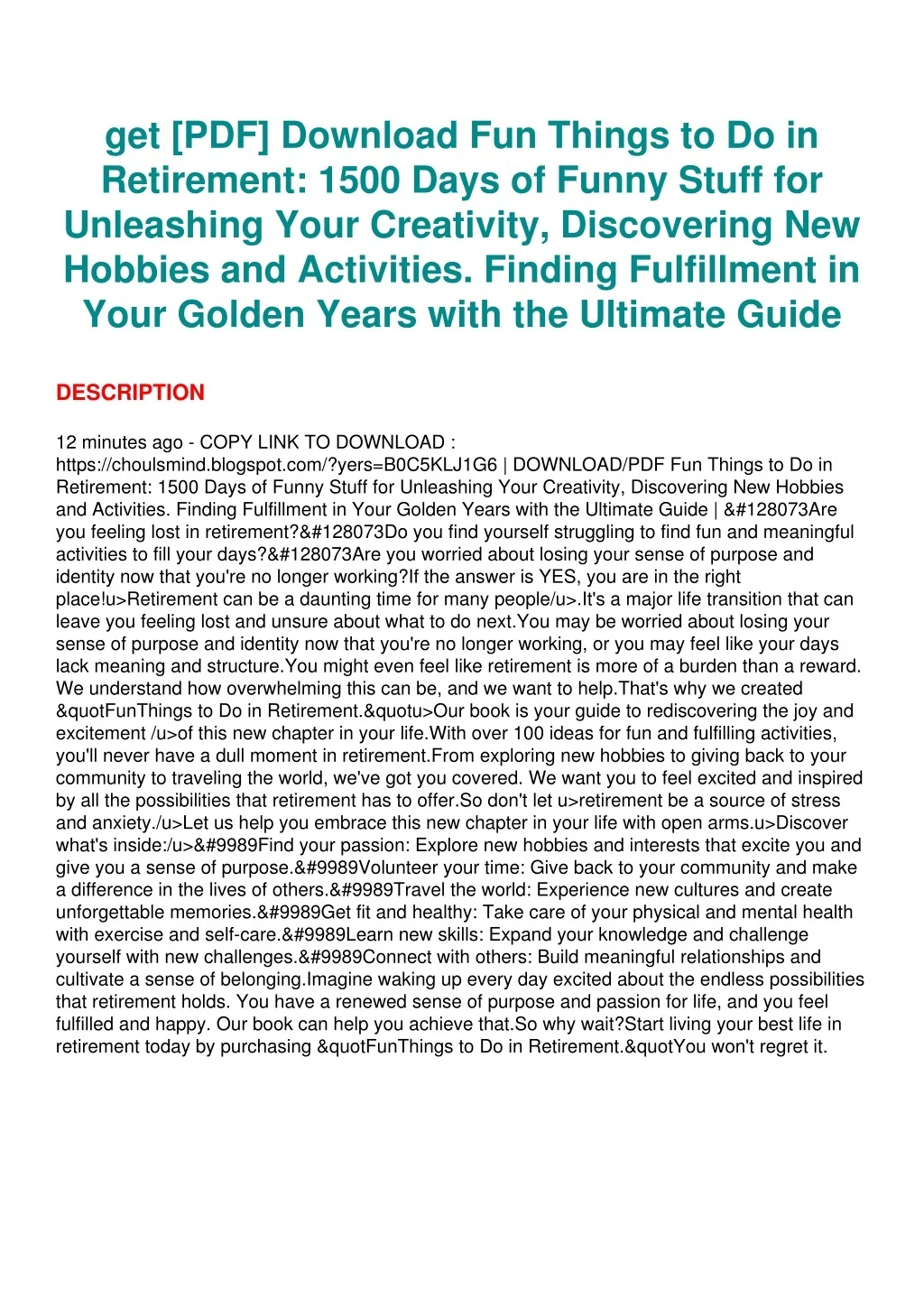 PPT - get [PDF] ⭐DOWNLOAD⭐ Fun Things to Do in Retirement: 1500 Days of ...
