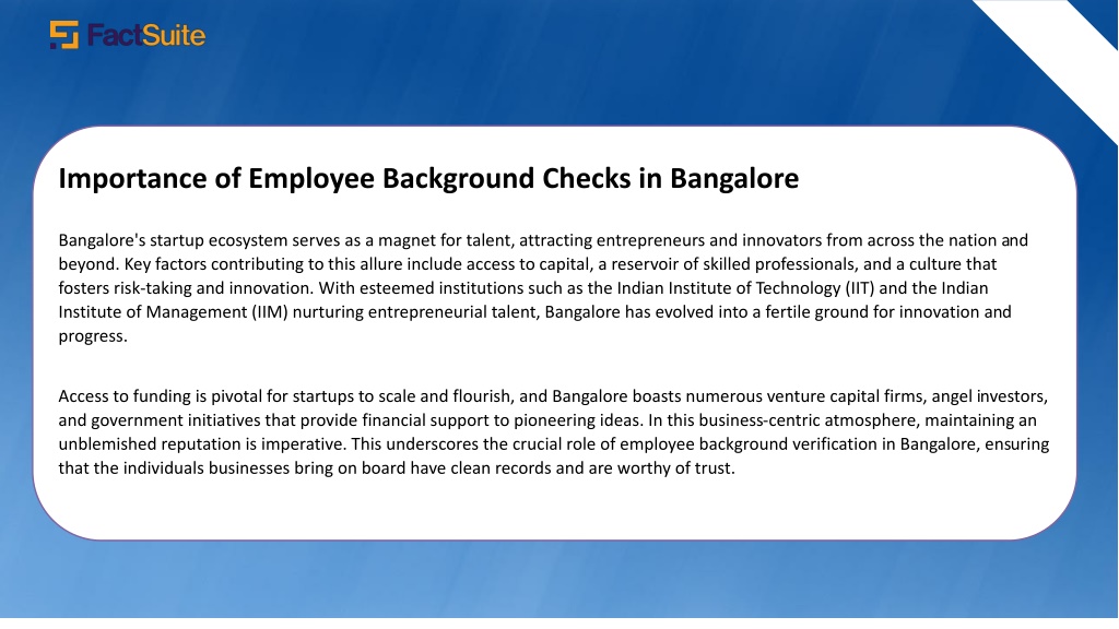 PPT - FactSuite's Game-Changing Background Checks for Bangalore's Thriving Business Landscape 