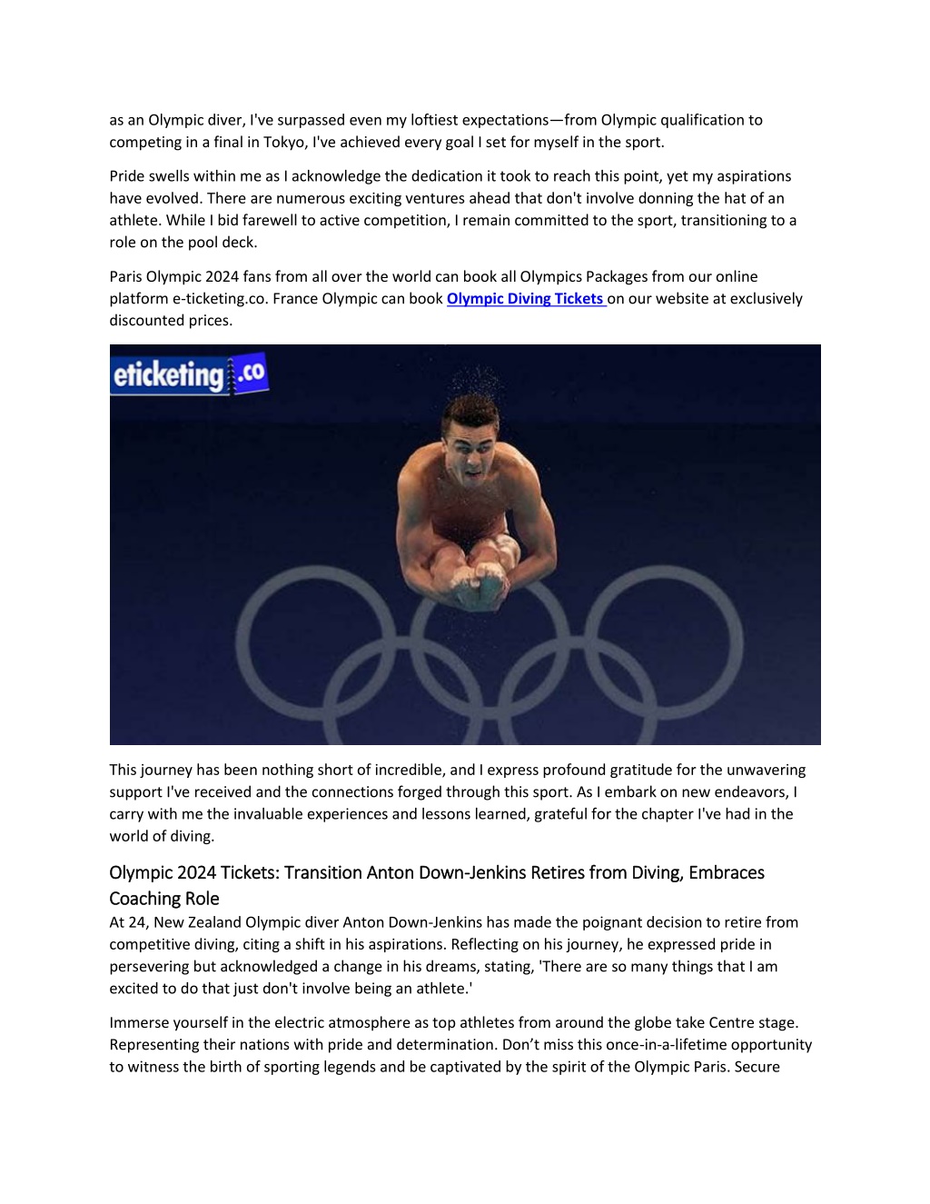 PPT Olympic 2024 Olympic Diver Anton DownJenkins Announces