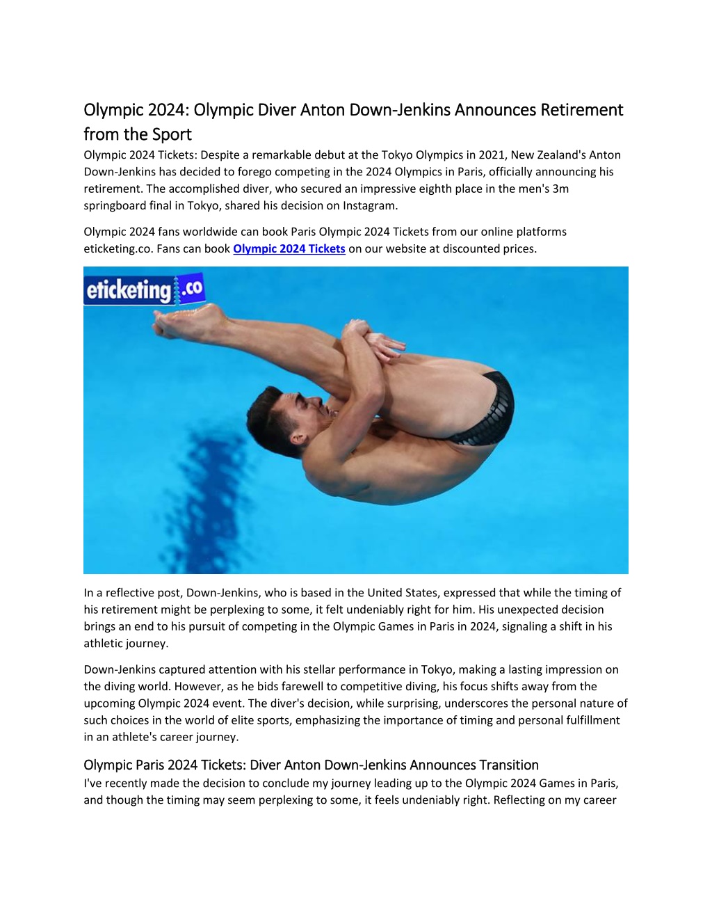 PPT Olympic 2024 Olympic Diver Anton DownJenkins Announces