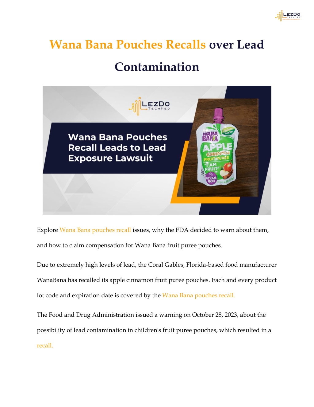 PPT Wana Bana Pouches Recalls over Lead Contamination PowerPoint