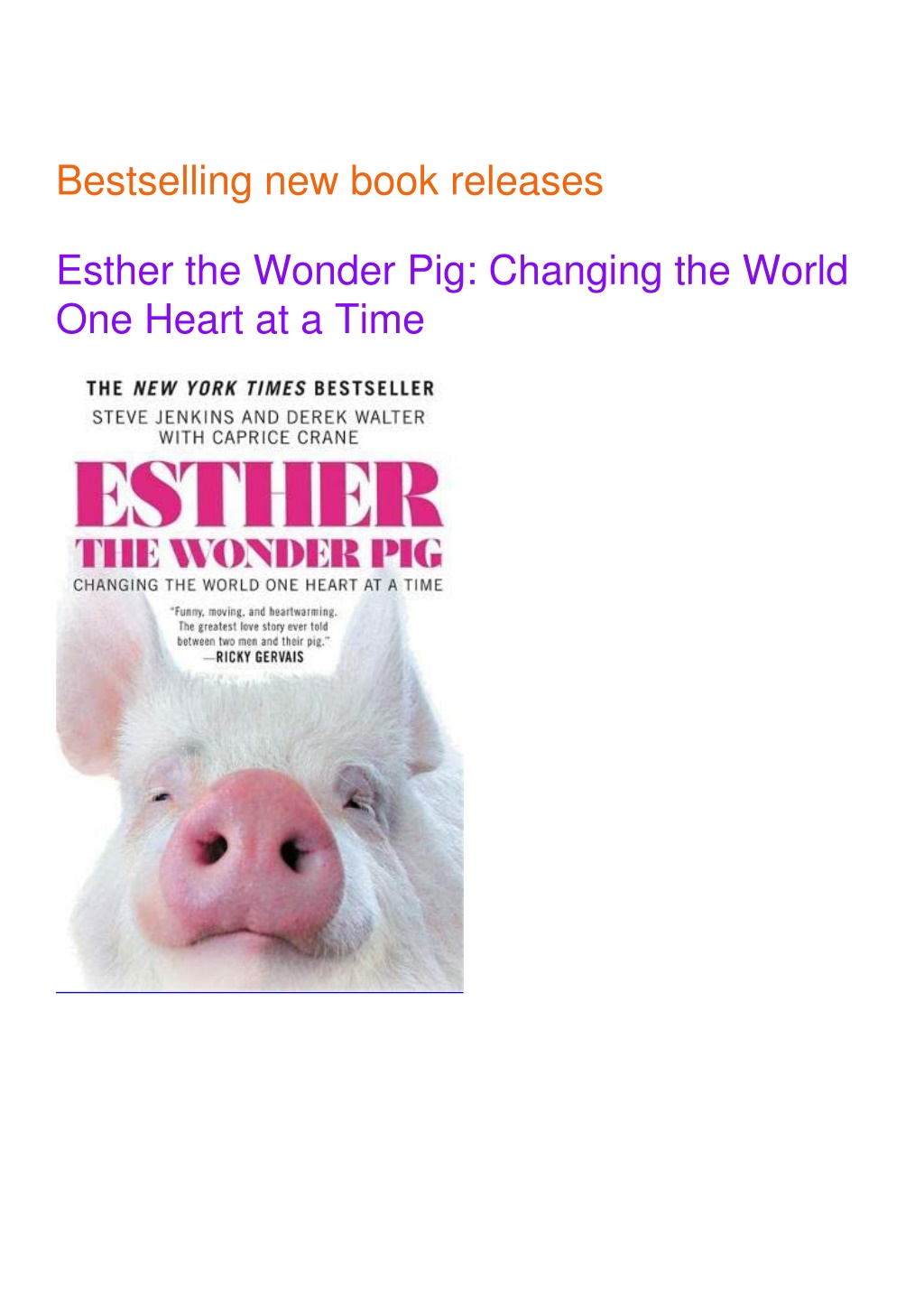 PPT - ⚡PDF/√READ Esther the Wonder Pig: Changing the World One Heart at ...