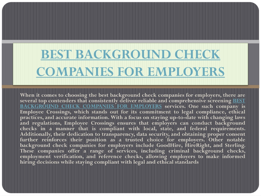 Best Employment Background Check Companies