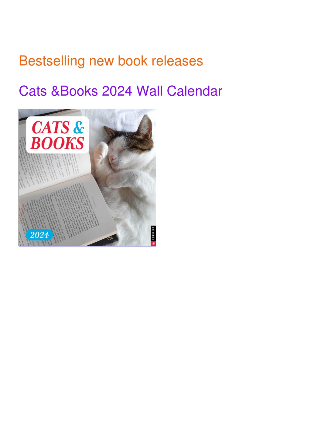 PPT ⚡PDF_ Cats & Books 2024 Wall Calendar PowerPoint Presentation