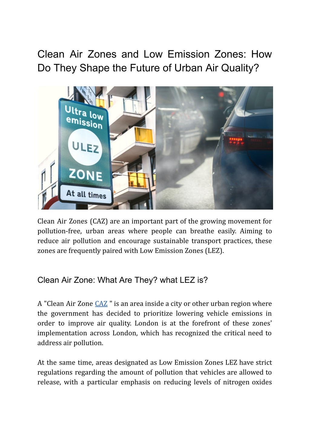 Ppt Clean Air Zones And Low Emission Zones How Do They Shape The Future Of Urban Air Quality