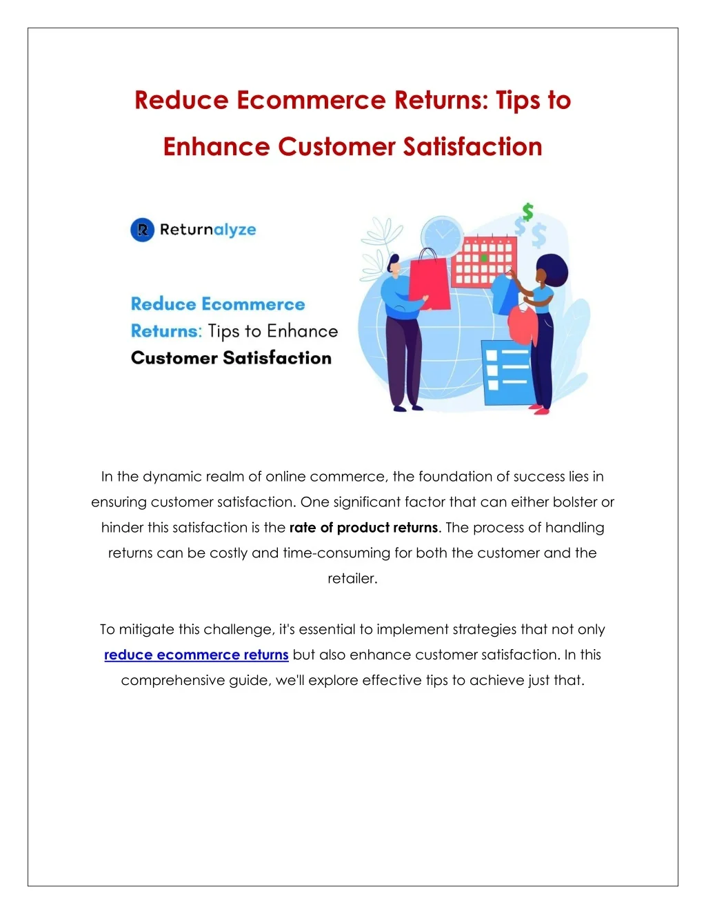 PPT - Reduce Ecommerce Returns: Tips to Enhance Customer Satisfaction ...