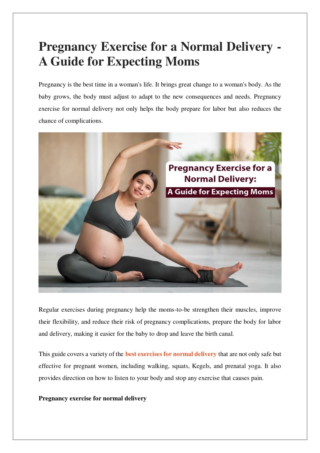 PPT - Pregnancy Exercise for a Normal Delivery - A Guide for Expecting Moms  PowerPoint Presentation - ID:12686542