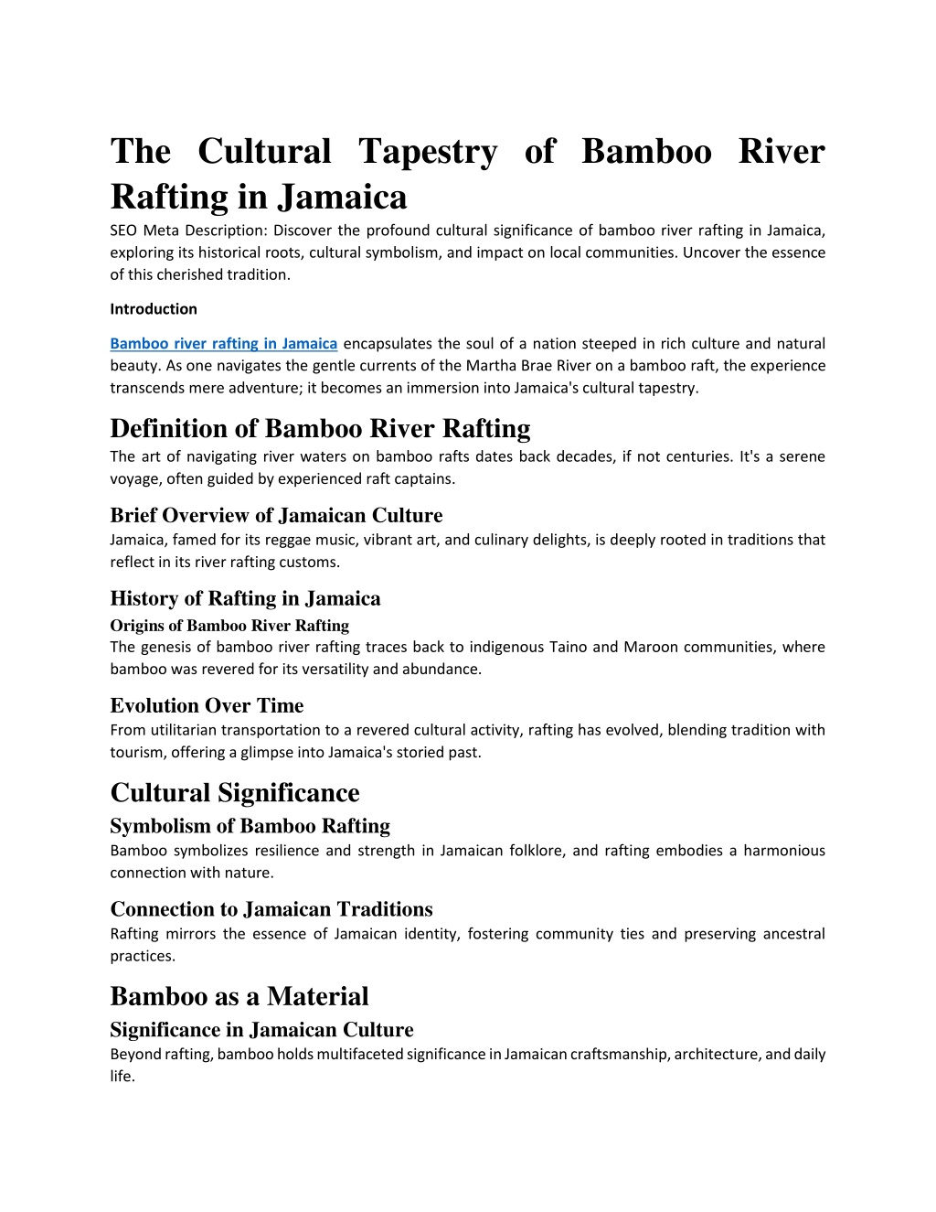 PPT - 1 The Cultural Tapestry of Bamboo River Rafting in Jamaica 