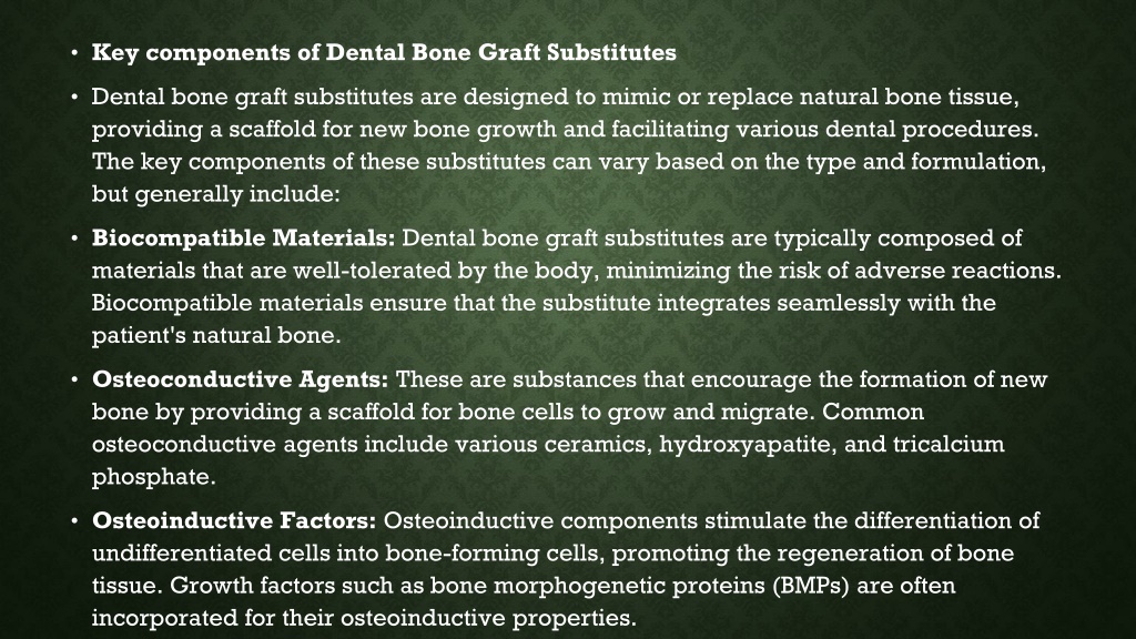 PPT - Navigating The Future: Advances In Dental Bone Graft Substitutes ...