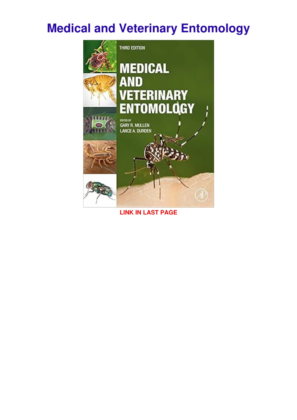 PPT - Book ️[READ] ️ Medical And Veterinary Entomology PowerPoint ...