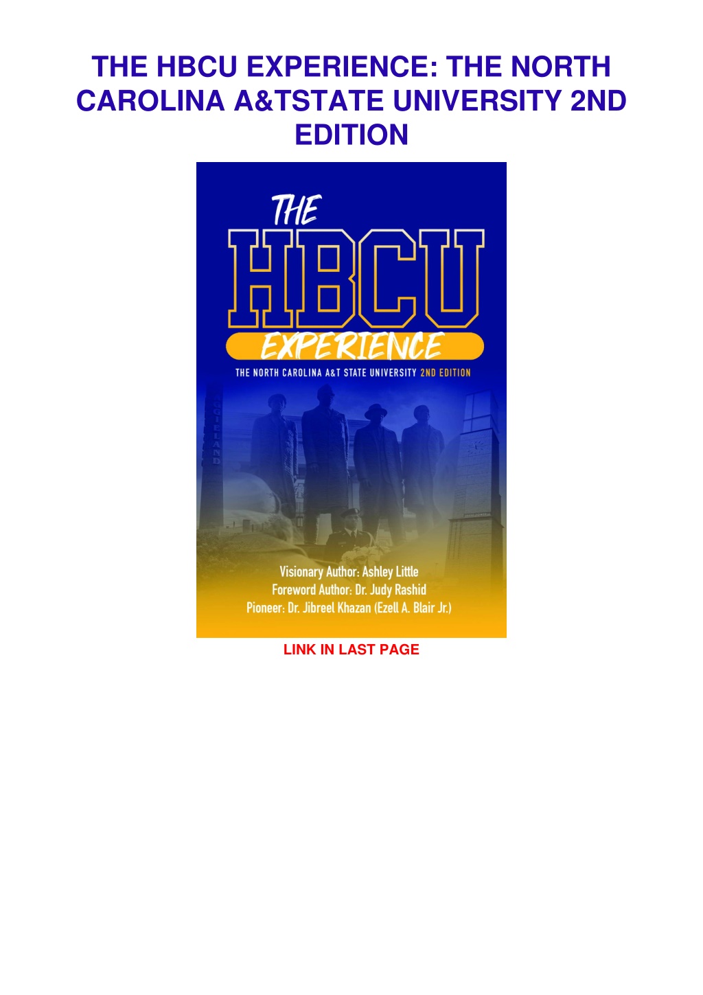 PPT PDF ️Download ️ THE HBCU EXPERIENCE THE NORTH CAROLINA A&T STATE