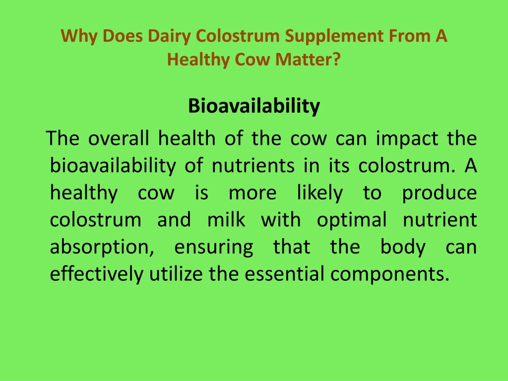 PPT Why does dairy colostrum supplement from a healthy cow matter