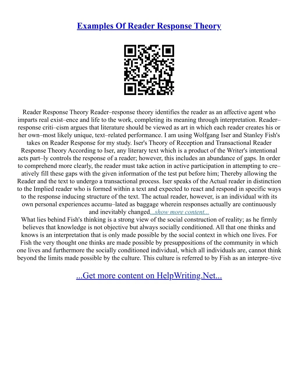 Reader Impact Examples PPT - Examples Of Literary Essay PowerPoint Presentation, free download ...