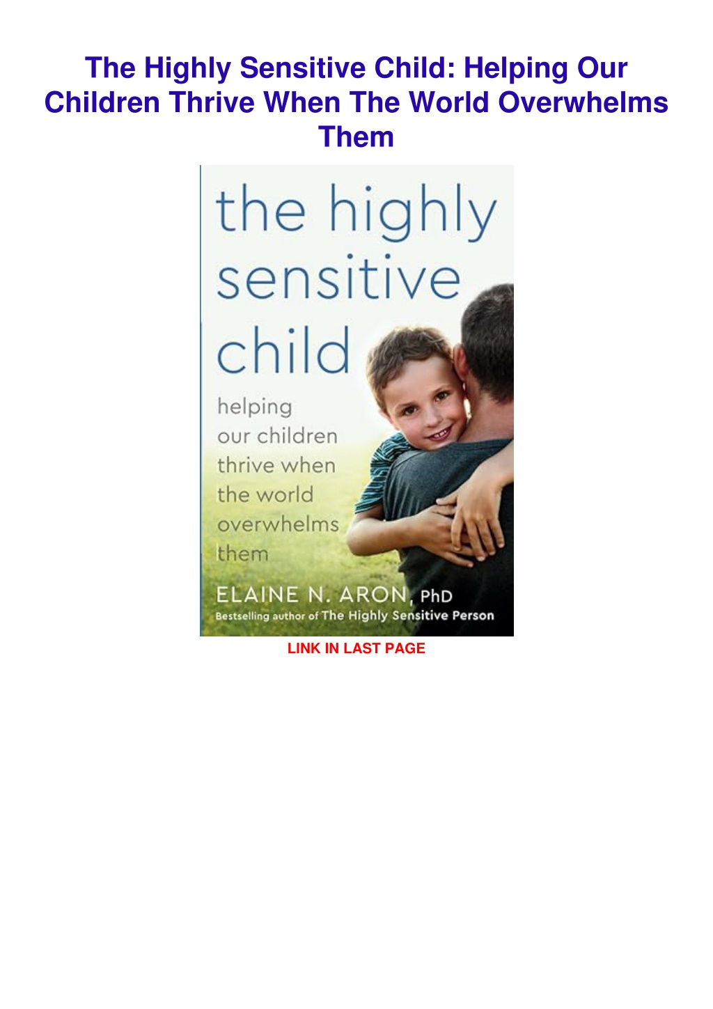 PPT - Download⚡️PDF ️ The Highly Sensitive Child: Helping Our Children ...