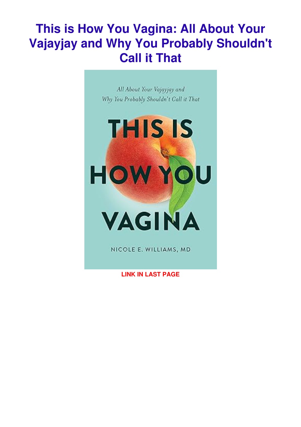 PPT DownloadPDF This Is How You Vagina All About Your Vajayjay And Why You Probably