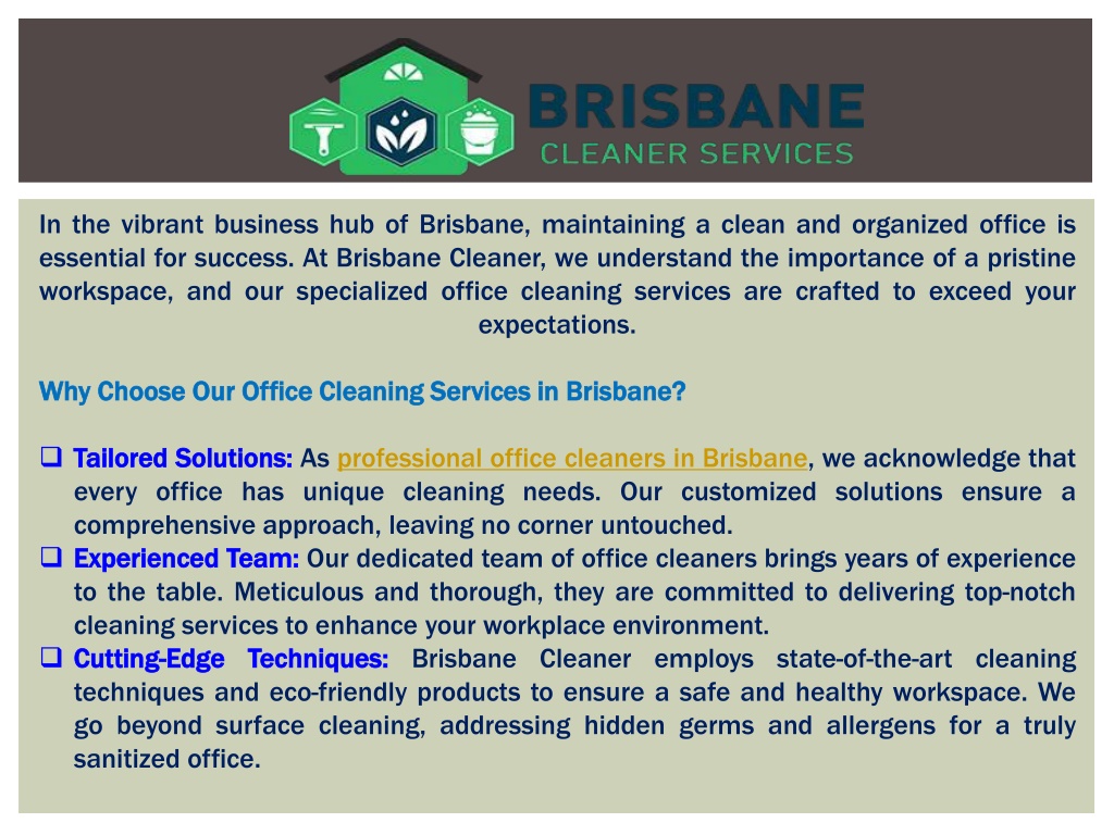 The Dirt on Office Cleaning, Business Hub