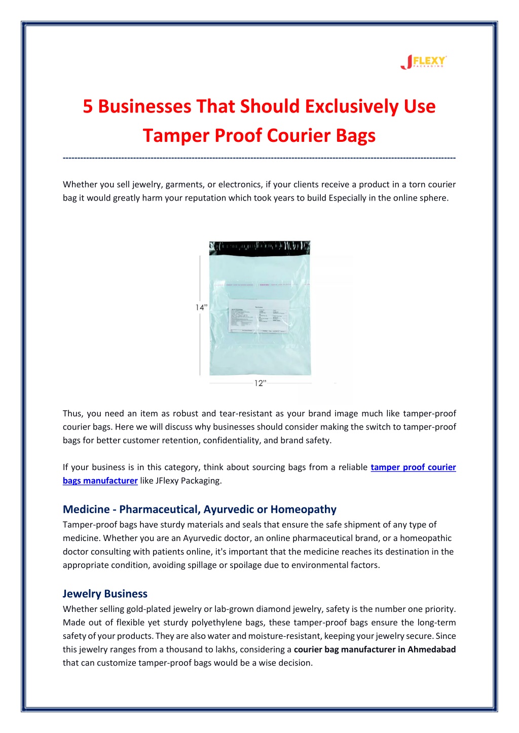 Tamper Proof Bags: Types, What are tamper proof bags, Types