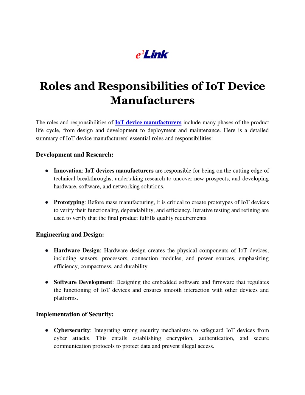 PPT Roles and Responsibilities of IoT Device Manufacturers PowerPoint