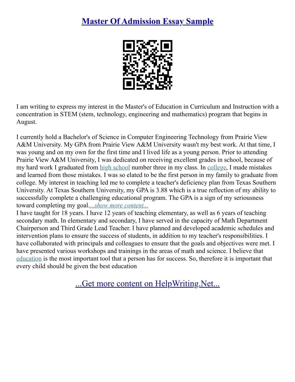 PPT - Admissions Essay Examples Graduate Schools PowerPoint ...