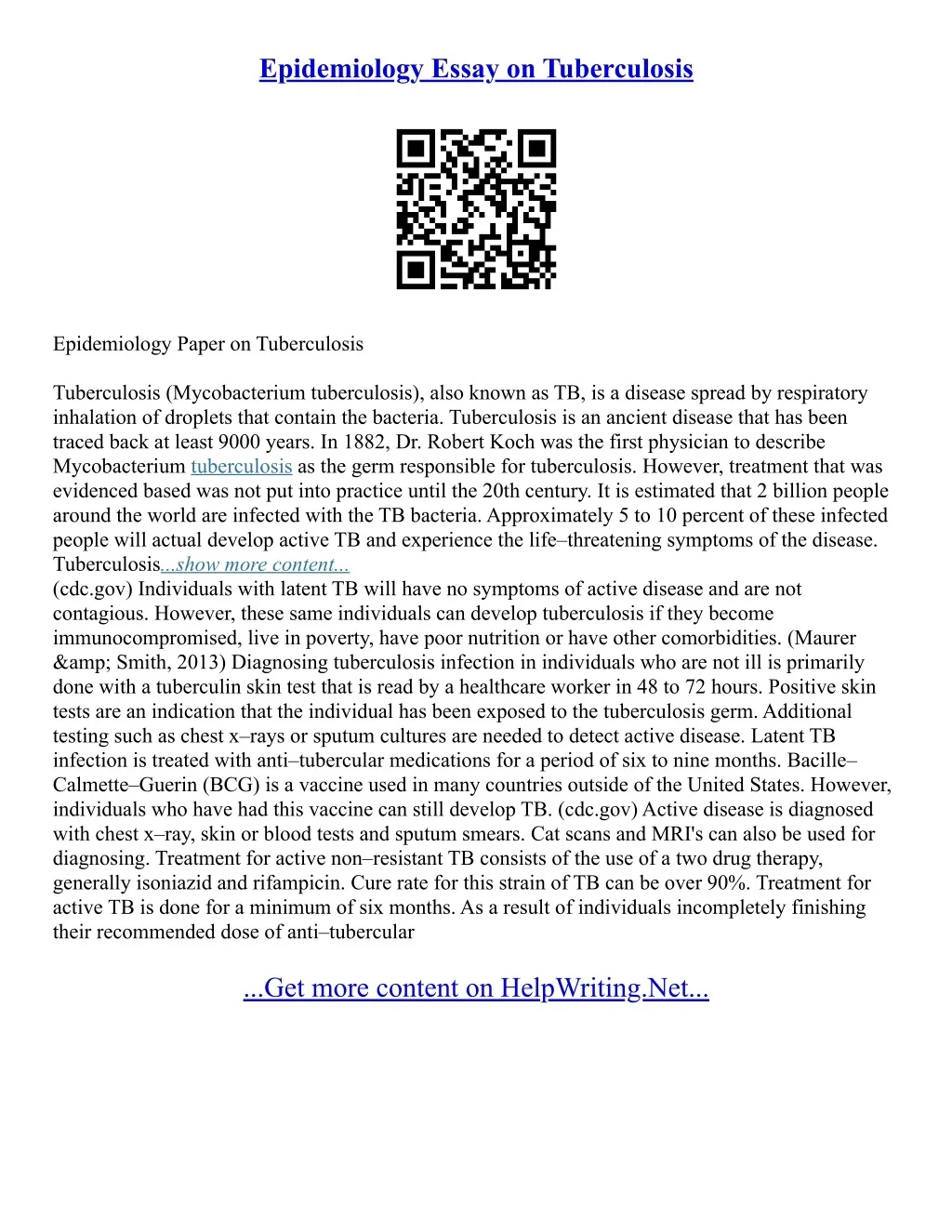 PPT - Essay On Tuberculosis PowerPoint Presentation, free download - ID ...