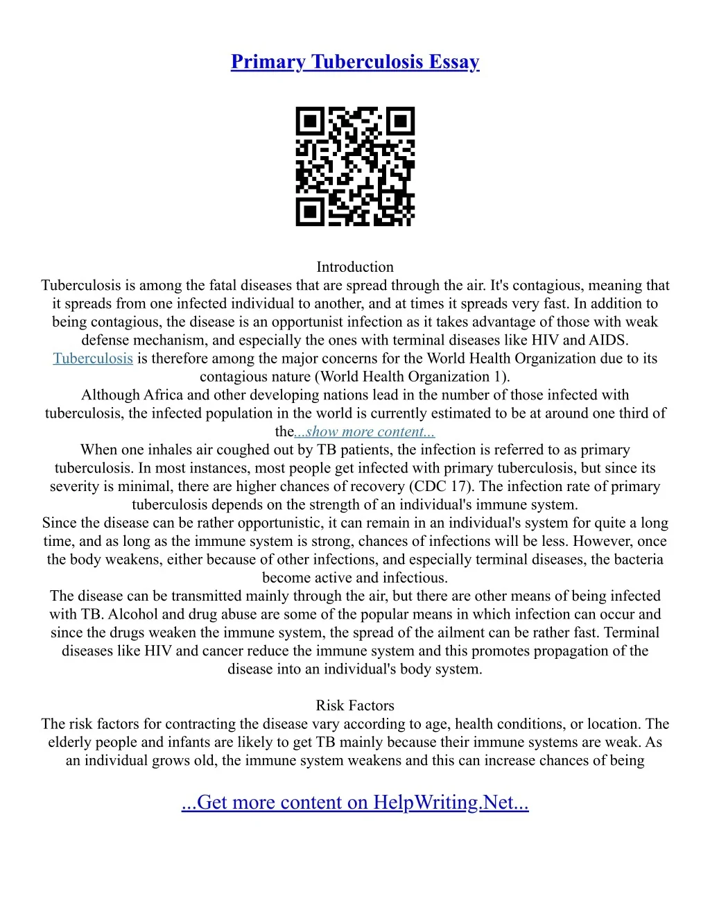 PPT - Essay On Tuberculosis PowerPoint Presentation, free download - ID ...