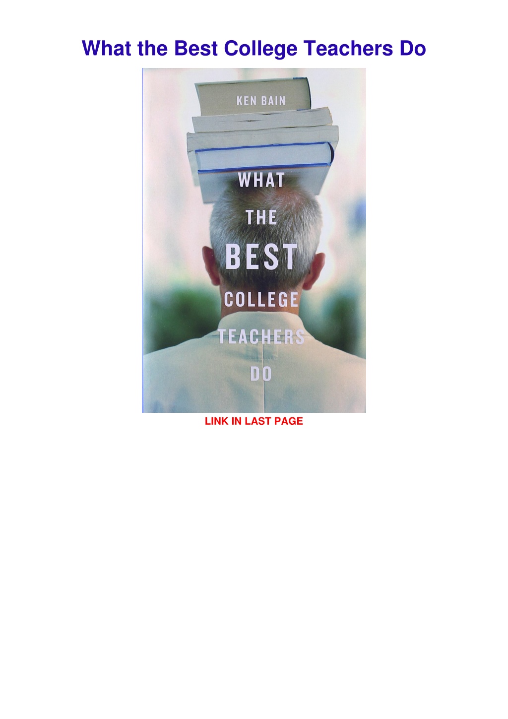 Ppt pdf what the best college teachers do powerpoint presentation