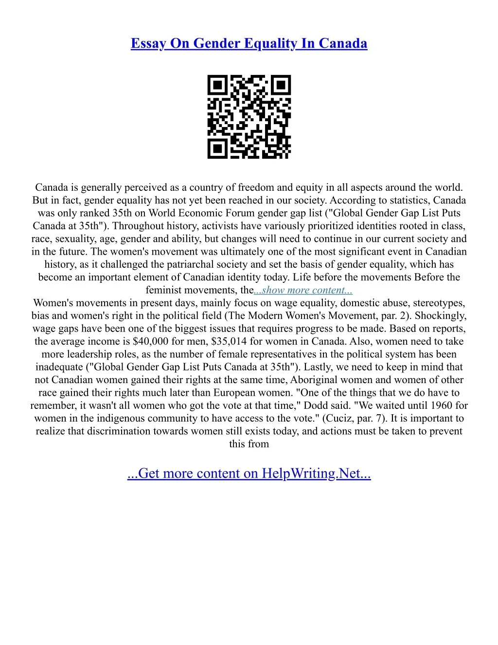 PPT - Essay On Gender Equality PowerPoint Presentation, free download ...