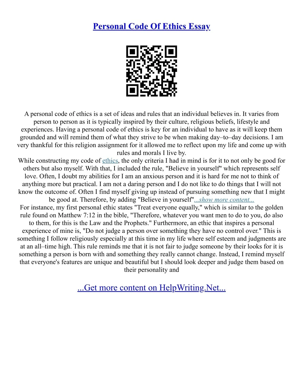 PPT - Code Of Ethics Essay PowerPoint Presentation, free download - ID ...