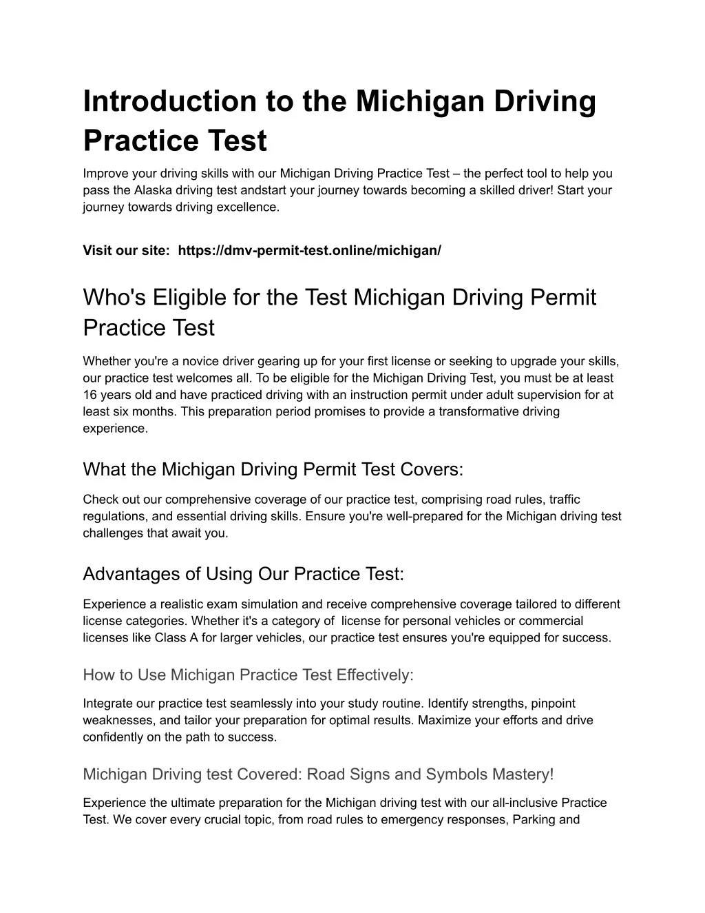 PPT - Michigan Driving Practice Test (1) PowerPoint Presentation, free ...