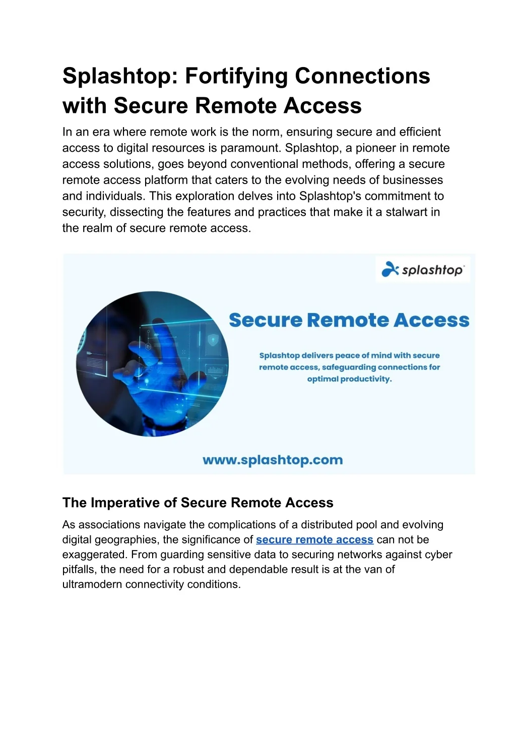PPT - Splashtop: Fortifying Connections with Secure Remote Access ...