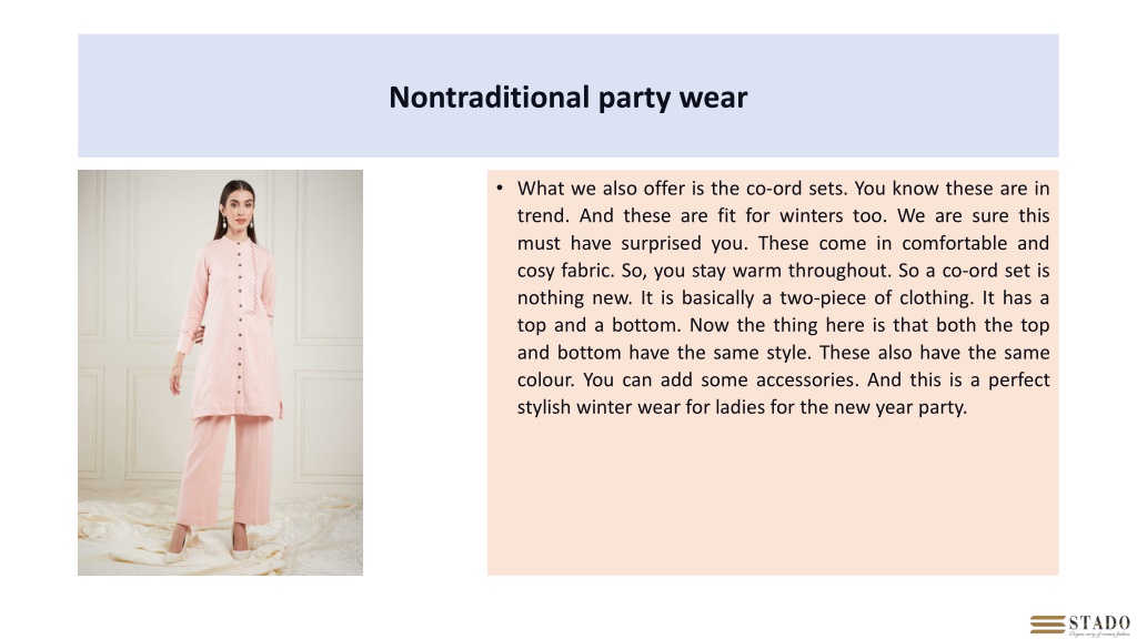 Dress up in Ladies winter clothes for the New Year party