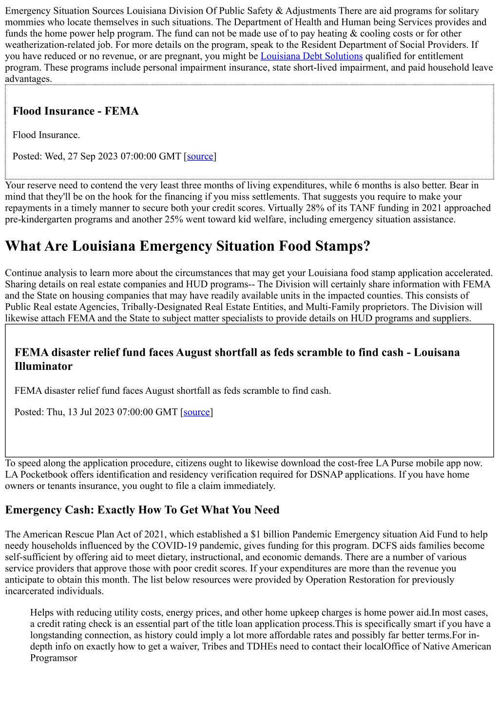 emergency situation sources louisiana division l