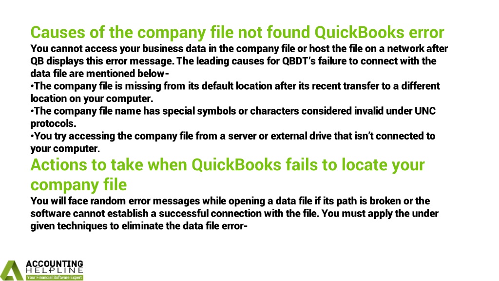 Ppt How To Overcome From Quickbooks Company File Not Found Issue