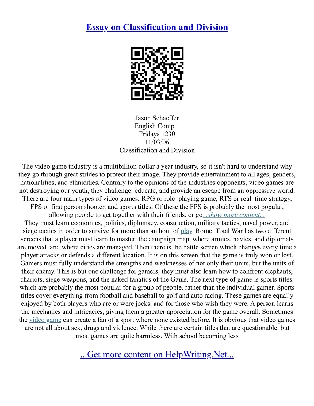PPT - A Classification Essay PowerPoint Presentation, free download ...