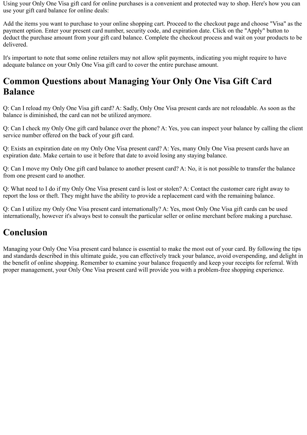PPT - The Ultimate Guide to Handling Your Only One Visa Gift Card