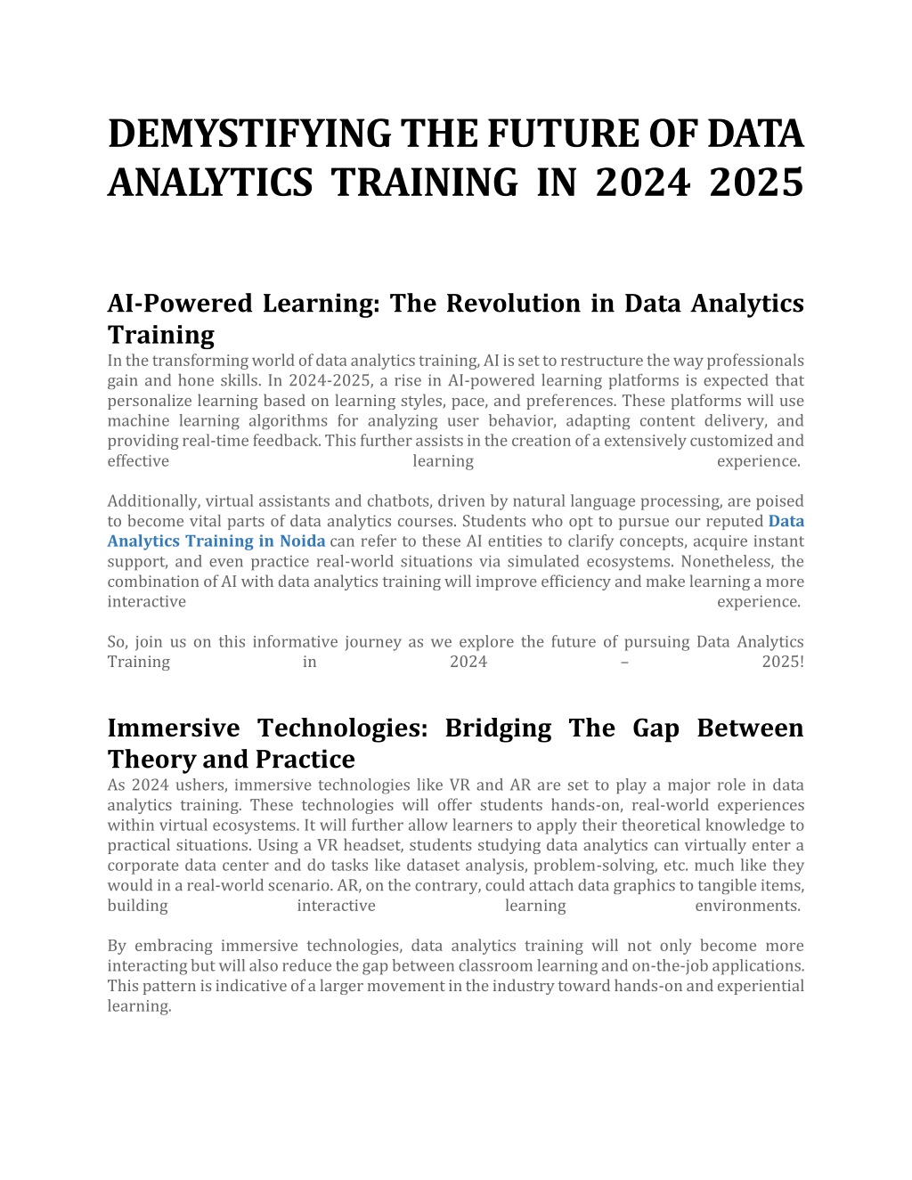 PPT DEMYSTIFYING THE FUTURE OF DATA ANALYTICS TRAINING IN 2024 2025