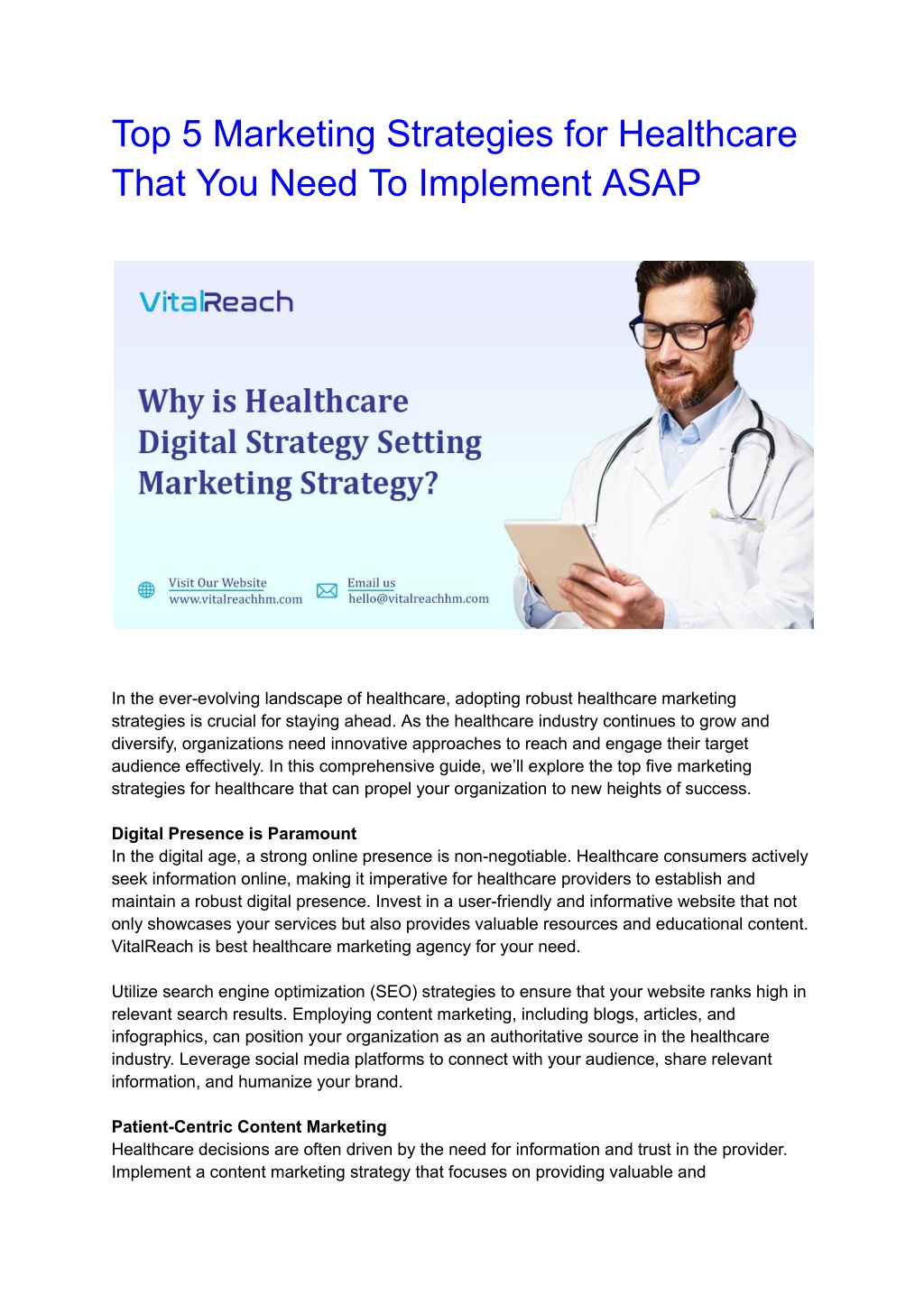 Healthcare Marketing Services