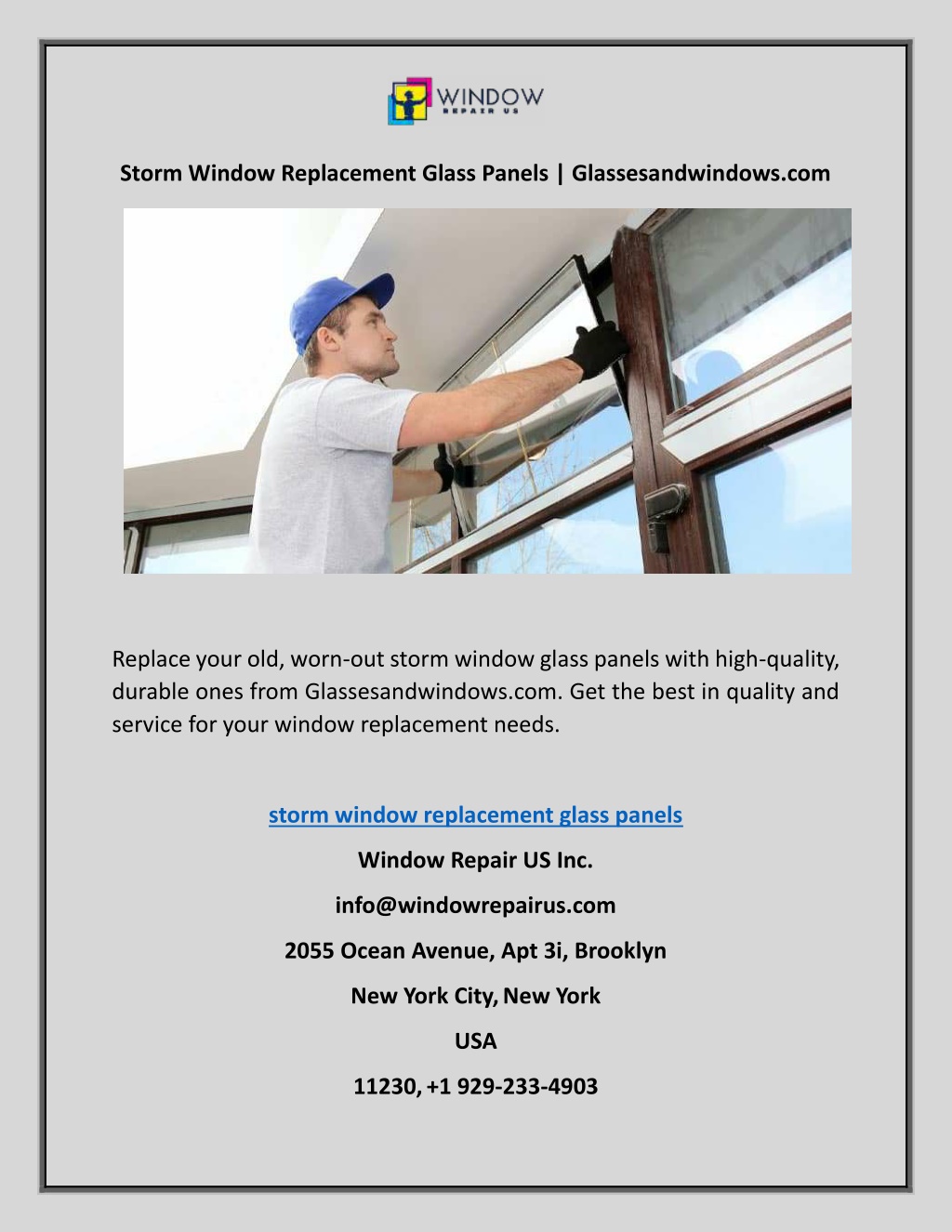Window Glass Replacement Service